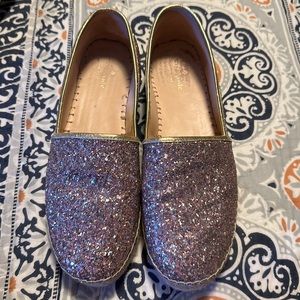Kate Spade Pink Sparkle Glitter Platform Espadrilles Slip on Flats